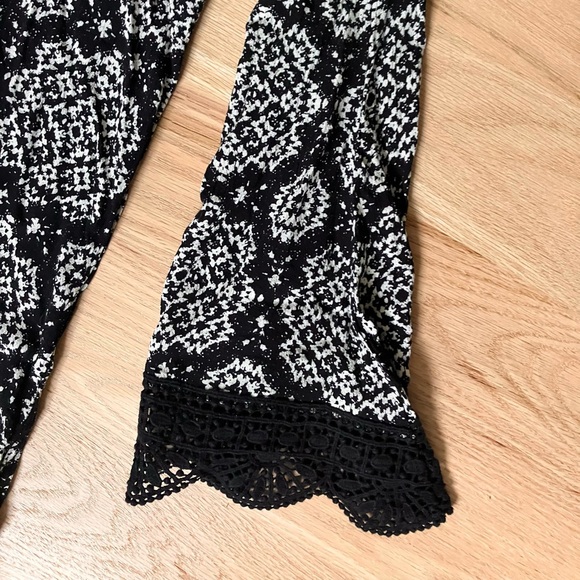 Boho black and off white mini beach cover up w/ crochet details - Picture 8 of 11